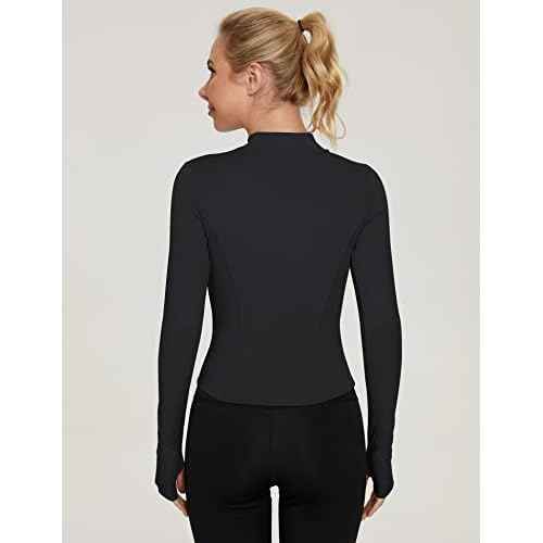 LUYAA Women's Workout Jacket Lightweight Zip Up Yoga Jacket Cropped Athletic Slim Fit Tops
