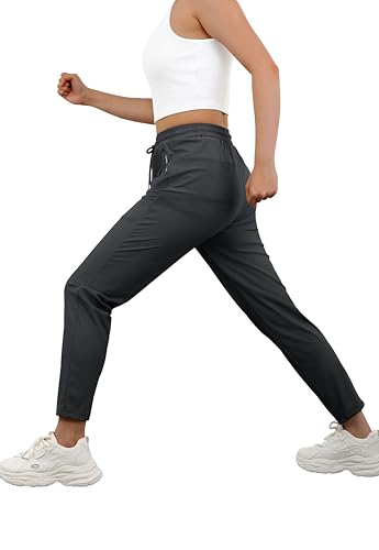 IWOLLENCE Women's Active Stretch Pants Large Dark Grey Quick Dry