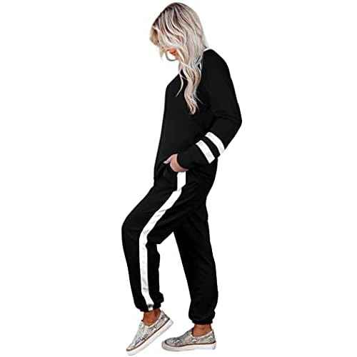 Aloodor Sweatsuit for Women 2 Piece Outfits for Womens Crewneck Sweatshirts Pullover