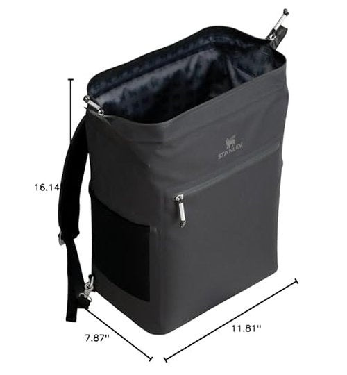Stanley All Day Madeleine Midi Backpack Soft Cooler 14.8 Quarts | 20 Can Cooler with Handle and Shoulder Straps | Stays Cold for a Day | Insulated Travel Bag with Zipper | BPA-Free | Black