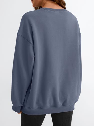 EFAN Womens Oversized Crewneck Sweatshirt Greyblue Large Y2K Fleece Hoodie