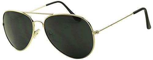 Dark Aviator Sunglasses Gold Frame with Black Lenses - One Pair