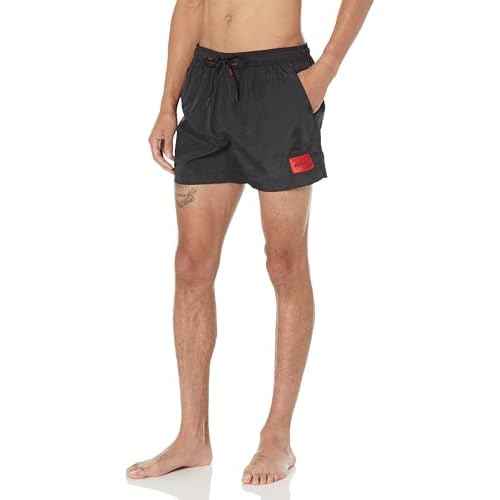 HUGO Mens Dominica Patch Logo Quick Dry Swim Trunks