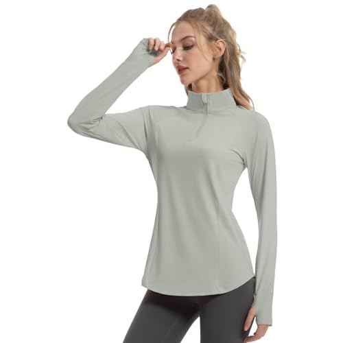 FKEEP Women's Sun Shirts Long Sleeve Athletic Jackets UPF 50+ Top with Thumb Holes Quick Dry for Golf Tennis Hiking