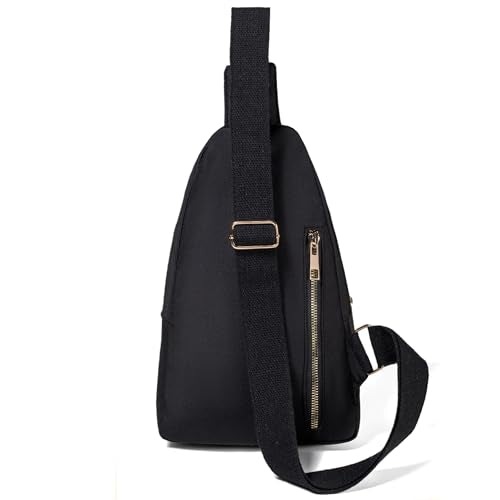 Small Crossbody Sling Backpack Sling Bag for Women, Chest Bag Daypack Fanny Pack Cross Body Bag for Outdoors Hiking Traveling - Gold Zipper
