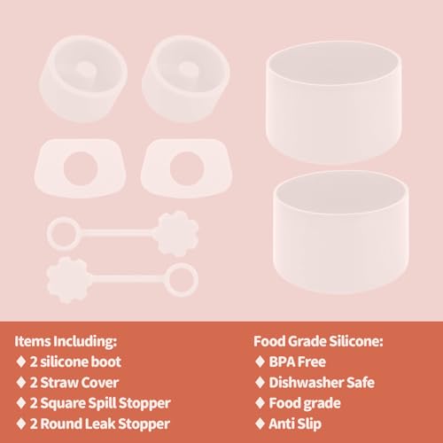 Rose Quartz Stanley Cup Accessories 8-Piece Set with Boot & Spill Stoppers