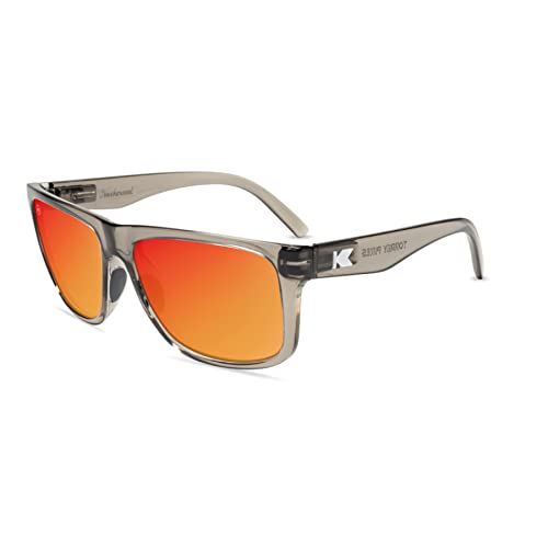 Polarized Sunglasses for Men & Women - Large Torrey Pines Style, UV400, Clear Grey / Red Sunset