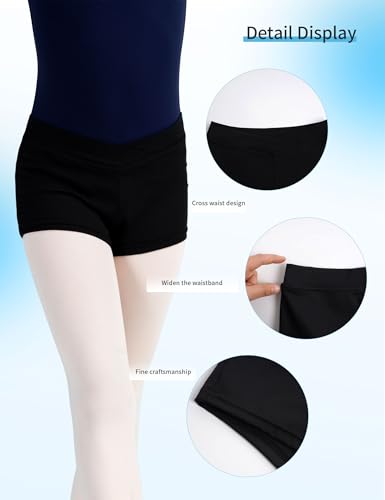 Girls Low Cut Ballet Shorts for Athletic, Gymnastics, Dance & Yoga - 9-10 Years