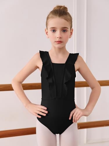 Girls Ballet Leotard with Ruffle Detail - Kids Dance Costume