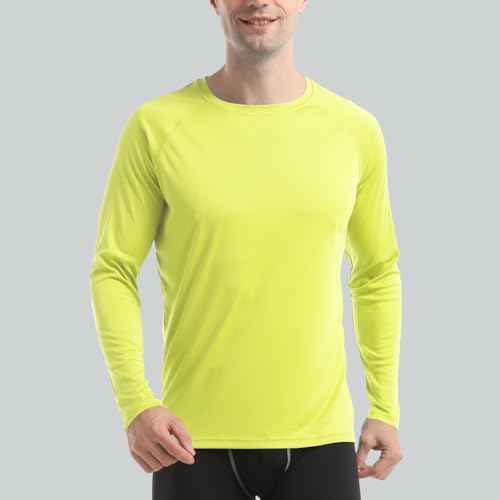 HISKYWIN Men's Long Sleeve Shirts Lightweight UPF 50+ Sun Protection SPF Outdoor T-Shirts Fishing Hiking Running Tee Tops