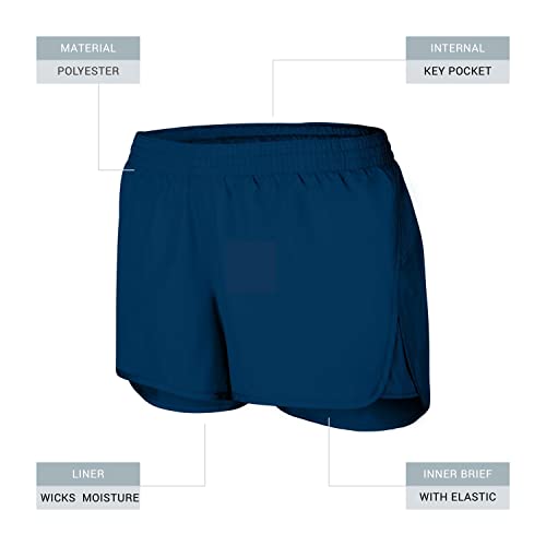 Women's Lightweight Running Shorts with Inner Brief - Navy, Small