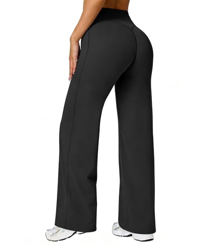 Women’s Wide Leg Yoga Pants Small Black High Waist Athletic Trousers