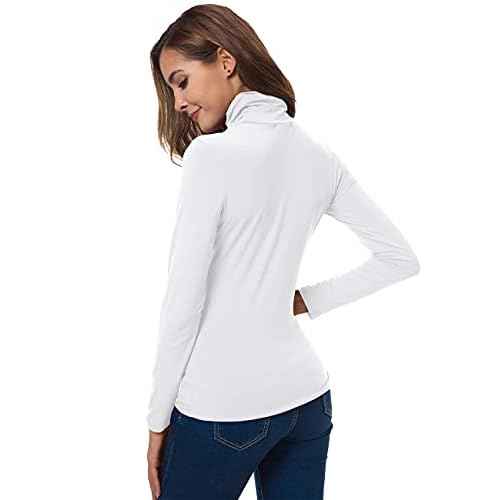 Women Long Sleeve Turtleneck Slim Fitted Based Layer Lightweight Active Shirt Pullover Tops