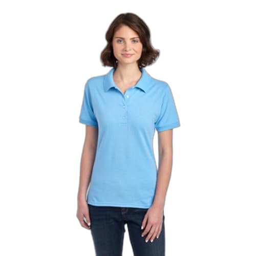 Jerzees Women's Dri Power Cotton Blend Polo Shirt - Large Light Blue, Moisture Wicking