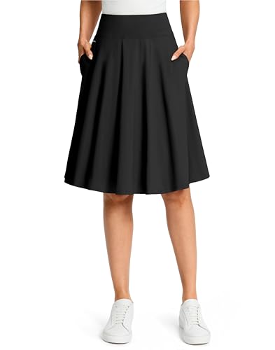 Viodia 24-Inch Knee Length Long Skorts for Women with Pockets - Large Black