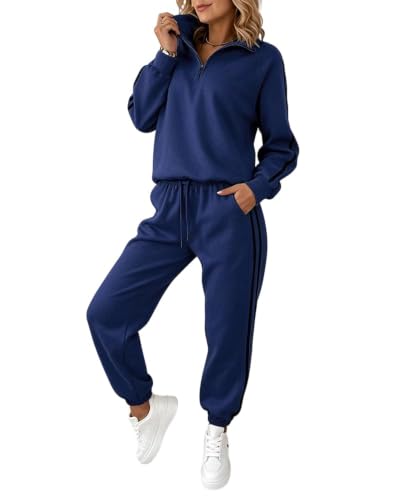 Women's Sweatsuits 2 Piece Lounge Sets - Large Dark Blue