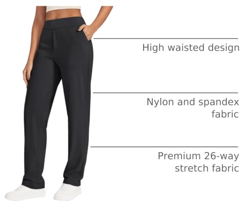 Women's Yoga Pants with Dress Style - Black, Medium - Work & Activewear