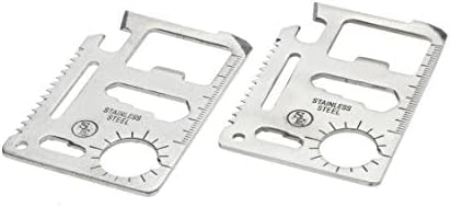 SE 11-Function Stainless Steel Survival Pocket Tool - Compact, Credit Card-Sized Multi-Tool with Leatherette Case - Ideal for Camping, Hiking, and Outdoor Activities- MT908-1