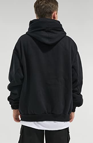 Men's Fleece Hoodie Sweatshirt with Built-in Gaiter - Medium Black
