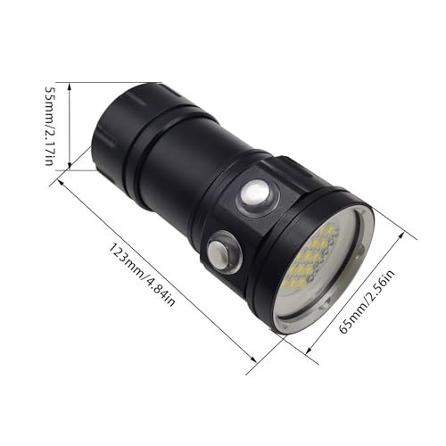 18000 Lumen Waterproof Dive Flashlight for Scuba & Snorkeling - IPX8