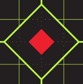 Splatterburst Targets - 12 x 12 inch Sight in Stick & Splatter Self Adhesive Shooting Targets - Shots Burst Bright Fluorescent Yellow - Great for All Firearms, Airsoft & Pellet Guns - Made in USA
