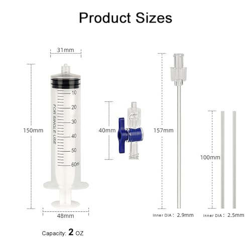 COTOUXKER Tubeless Sealant Injector, Bike Tire Sealant Injector Syringe 2 Ounces with Valve Core Removal Tool for Bike