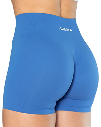 AUROLA Dream Collection Women Workout Shorts High Waist Gym Shorts Scrunch Butt Seamless Athletic Shorts - Diva Blue XL