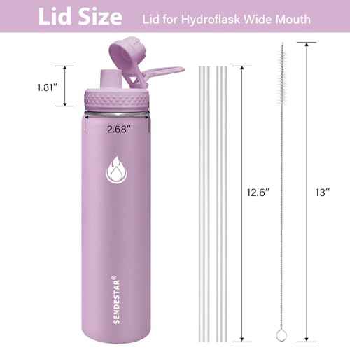 SENDESTAR Spout Lid for Hydroflask Wide Mouth Water Bottle Fits 18 oz 20 oz 32 oz 40 oz 73 oz,Chug Cap Flexible Handle Compatible, Takeya, Simple Modern, Wide Mouth Water Bottle