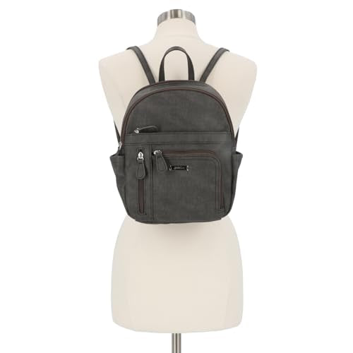 Women's Vegan Leather Backpack - Adele, Black Heirloom - MultiSac