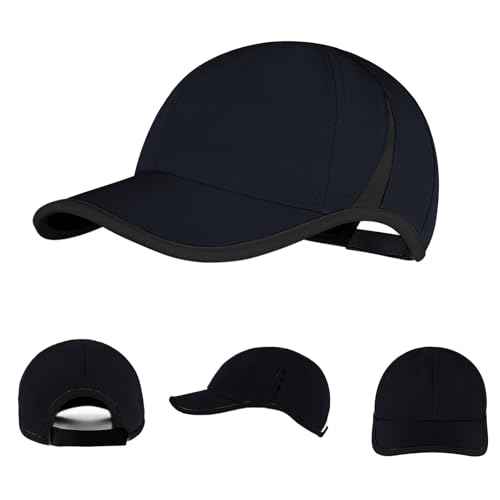 Black Baseball Cap Men's Dry Fit Hat Lightweight Running Hats Women Ball Caps