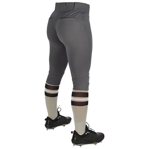 Girls' Tournament Softball Knickers - Large Graphite Low-Rise Polyester