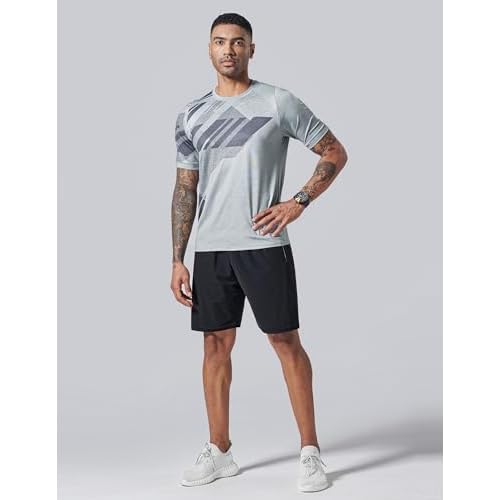 5 Pack Men¡¯s Active Quick Dry Crew Neck T Shirts | Athletic Running Gym Workout Short Sleeve Tee Tops Bulk