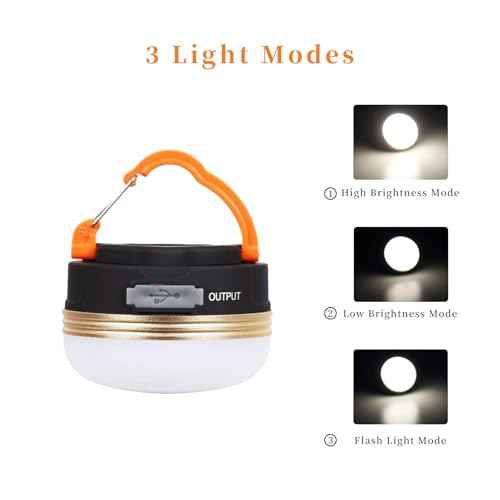 Rechargeable LED Camping Lantern, 300LM Portable Tent Light with 3 Modes, 1800mAh Power Bank, Magnetic Base & IP65 Waterproof, Emergency Light for Hiking, Backpacking, Power Outages (1 Pack)
