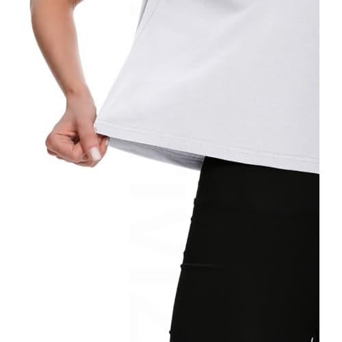 Workout Crop Tops Oversized Tshirts for Women Drop Shoulder Cotton Short Sleeve Tees Boxy Yoga Shirts 2025