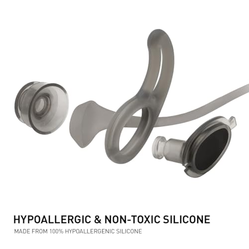 ADV. Eartune Aqua U Ear Plugs for Swimming Black Waterproof Silicone - Universal Fit with Lanyard