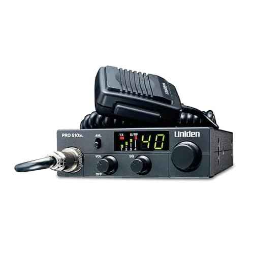 Uniden PRO510XL Pro Series 40-Channel CB Radio. Compact Design. Backlit LCD Display. Public Address. ANL Switch and 7 Watts of Audio Output. Unique PLL Circuit. S/RF LED Meter. , Black