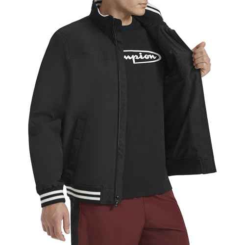 Champion mens Water Resistant Varsity Bomber Jacket With Flex Stand Collar