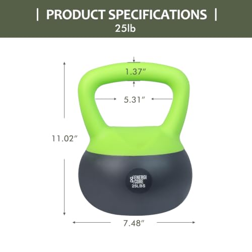 25 lb Sand Filled Kettlebell for Home Gym & Strength Training - Portable Workout Equipment