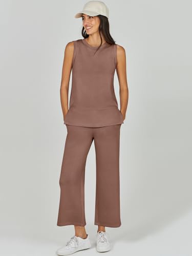 ANRABESS 2 Piece Travel Airport Outfits for Women - Medium Brown