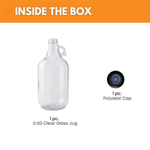 1 Pack Half-Gallon Glass Jug Set with Polyseal Cap - Multipurpose Liquid Storage, Water & Juice Dispenser