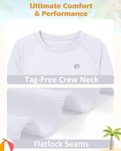 Boys UPF 50+ Long Sleeve Swim Shirt Rash Guard Pack - Medium White & Black