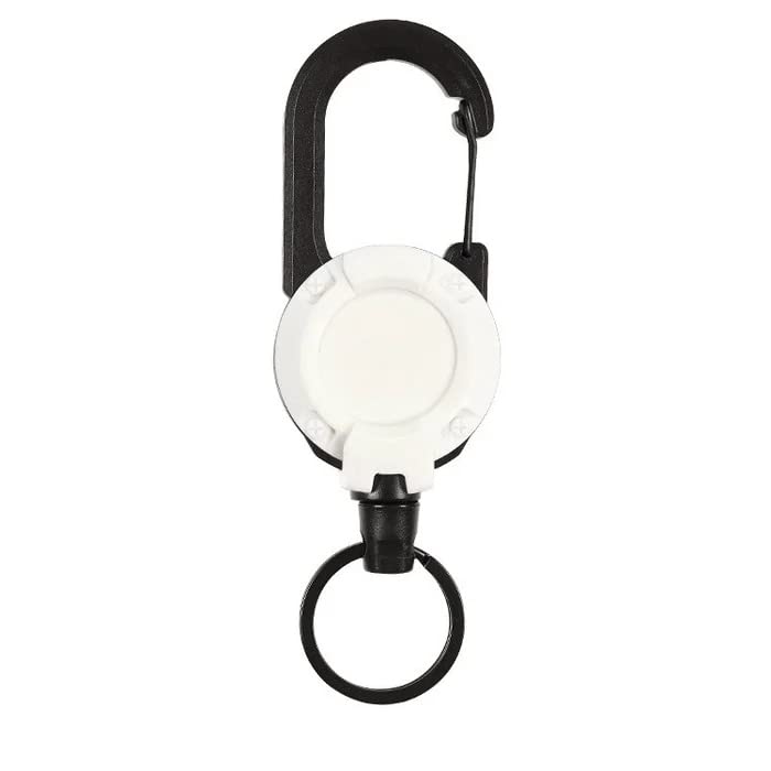 2023 New Outdoor Automatic Retractable Wire Rope Luya Tactical Keychain - Heavy Duty Carabiner Key Chains, Anti-Theft Multitool Carabiner Badge Holder for Camping, Fishing, Hunting (1 PC - White)
