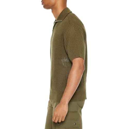 Forever 21 Mens Sweater-Knit Half-Zip Shirt