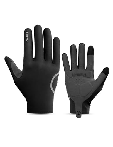 INBIKE Full Finger Cycling Gloves Men Women Touchscreen Reflective Black X-Large