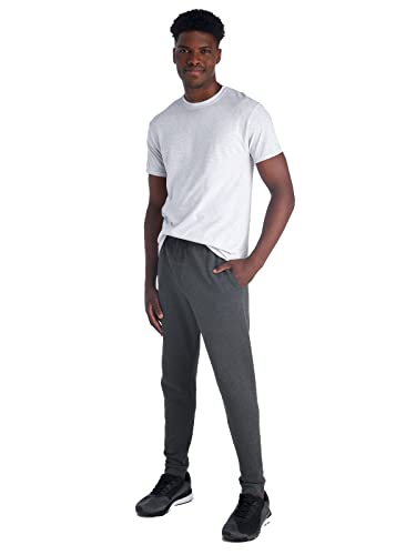 Black Heather Large Jerzees Men's Fleece Joggers with Pockets - Relaxed Fit