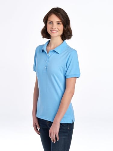 Jerzees Women's Dri Power Cotton Blend Polo Shirt - Large Light Blue, Moisture Wicking
