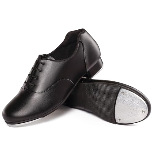 Unisex Leather Tap Shoes for Dance - Black, 9 Women / 8 Men - Linodes
