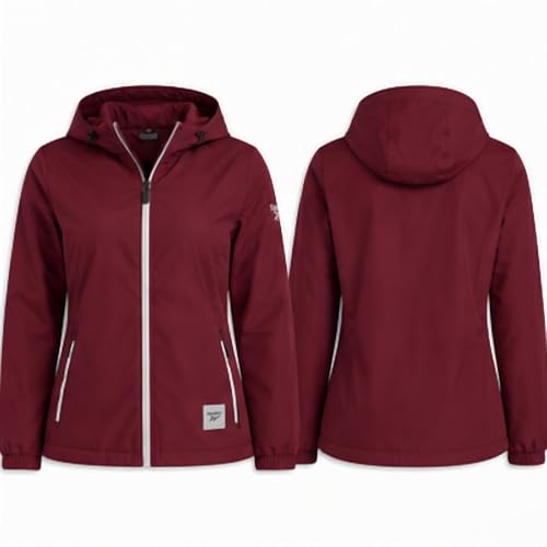 Reebok Women's Waterproof Rain Jacket with Hood - Lightweight Windbreaker, Medium / Maroon