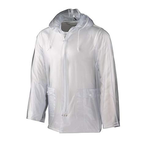 Unisex Clear Rain Jacket - Large with Detachable Hood for Adults