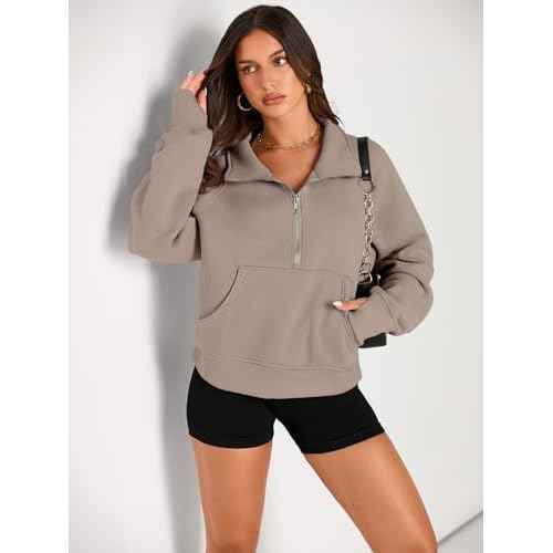 AUTOMET Womens Sweatshirts Half Zip Cropped Pullover Fleece Quarter Zipper Hoodies 2025 Fall Fashion Outfits Clothes